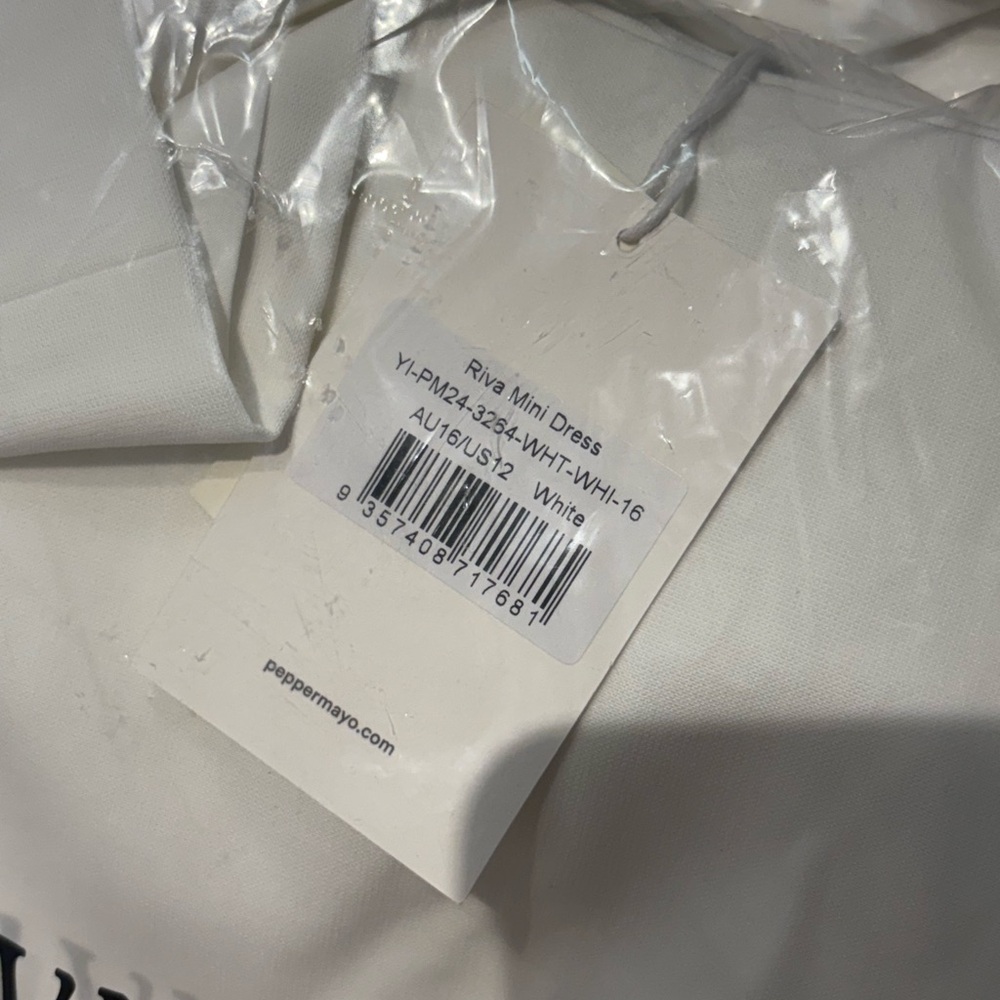 Peppermayo NWT Bow Detail Riva Mini Dress White Sz 6, 12, 16 - Picture 7 of 12